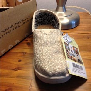 TOMS shoes, natural burlap with hint of glitter