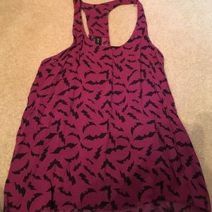 Racer back tank w bats and lightening bolts