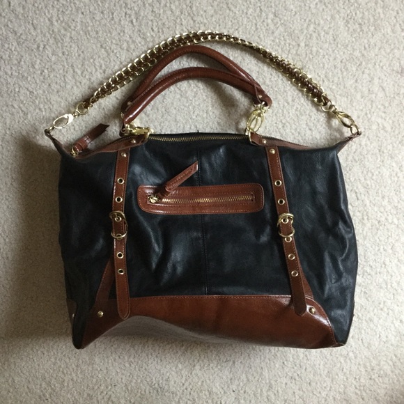 Steve Madden black and brown pleather shoulder bag