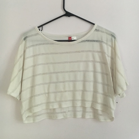 White, striped crop top. - Picture 1 of 4