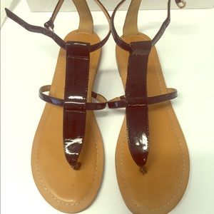 Nine West black patent leather sandals Size 6.5