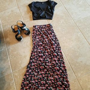 Floral print maxi skirt