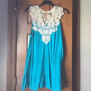 Crochet Blue Flowy Top