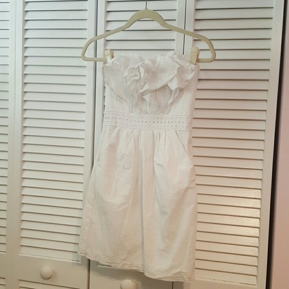 Strapless white sundress