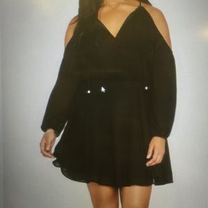Black cold shoulder dress