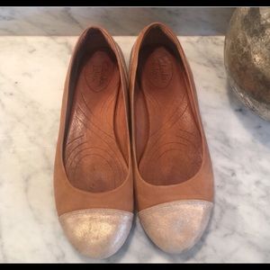 Brown & Gold suede flats