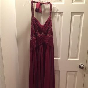 BCBG Max Azria Silk Sequin Long Halter Dress (M)