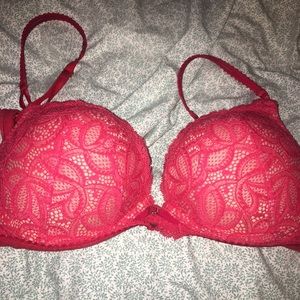 Red lace bombshell bra