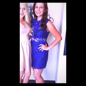 Foreign Exchange Blue Lace Overlay Dress