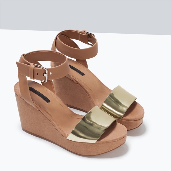 Zara Shoes - Zara Buckled Ankle Strap Wedges
