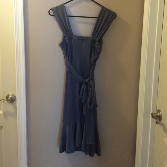 Sexy Metallic Gray Elegant Dress with Rhinestones - Picture 3 of 4