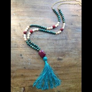 🔻SOLD🔻Red Jade Tassel Necklace