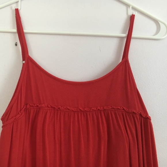 Red, flowy, spaghetti strap tank. - Picture 2 of 4