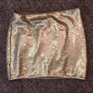 Gold sequin mini skirt