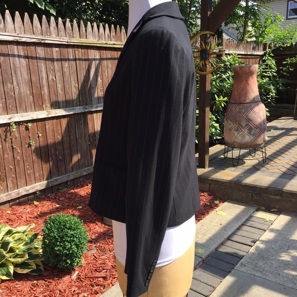 BCBG MAXAZRIA Black Pinstriped 3-button blazer - Picture 3 of 4