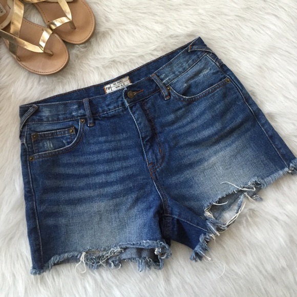 Free People distressed denim cut off jean shorts