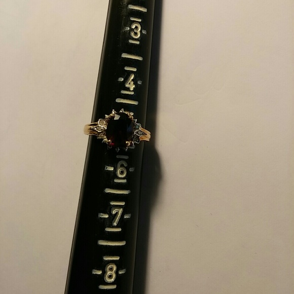 14kt Garnet Ring with Diamond Accents