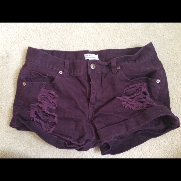 Distressed denim shorts