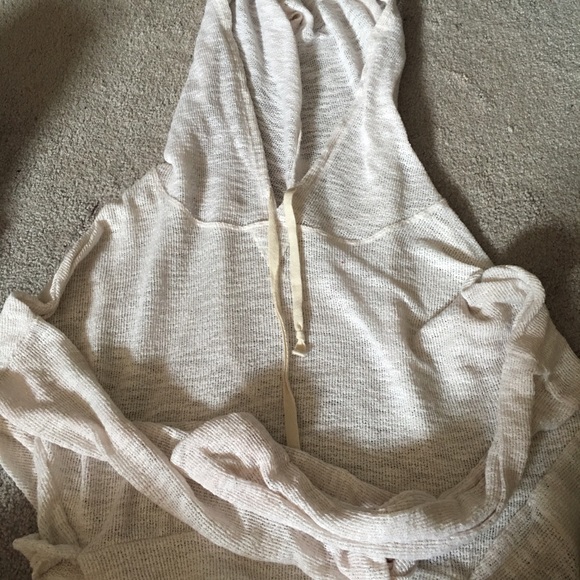 Hooded sheer white cropped sweatshirt