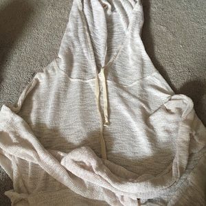 Hooded sheer white cropped sweatshirt