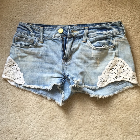 American eagle outfitters lace detail denim shorts
