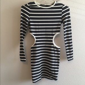 Topshop Striped Bodycon Dress with Cutouts