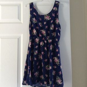Navy Blue and Pink Floral Dress