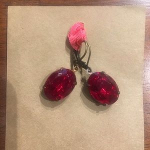 Vintage Rhinestone drop earrings ruby red