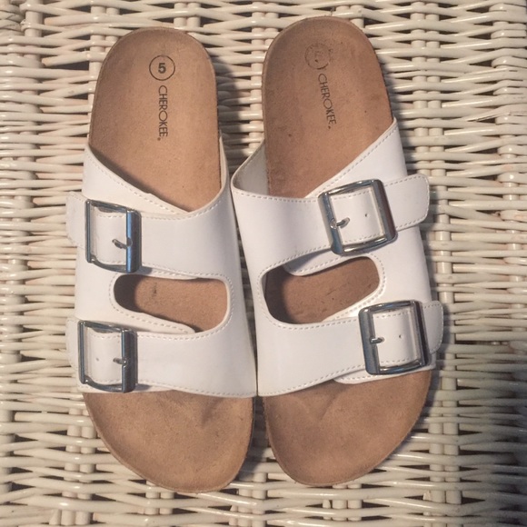 White Birkenstock Style Sandals