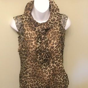 Animal print flutter sleeve blouse