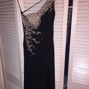 Black jeweled prom dress