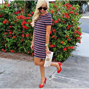 J.crew stripe silk shift dress