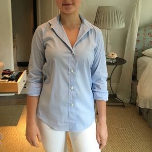 Ann Mashburn blue striped Oxford shirt