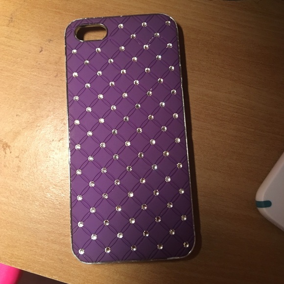 Purple iphone5 phone case with jewels