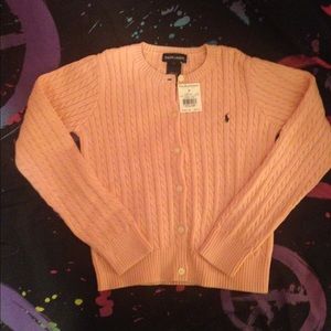New pink Ralph Lauren girls cable sweater size 6x.