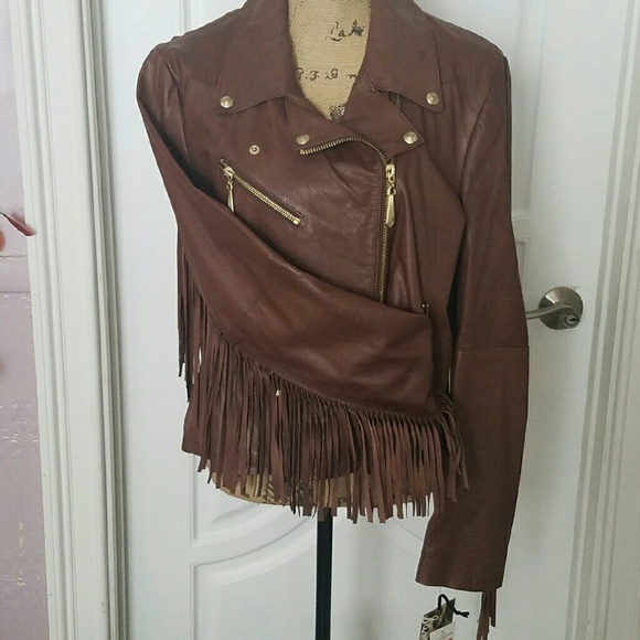 Leather fringed sleeved jacket - Picture 2 of 4