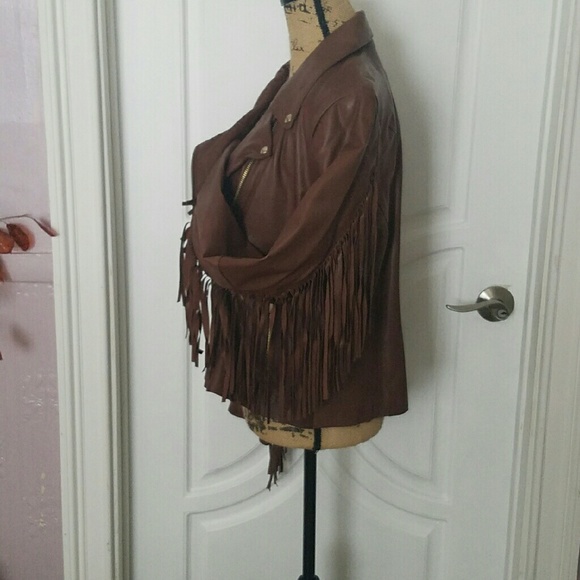 Leather fringed sleeved jacket - Picture 3 of 4