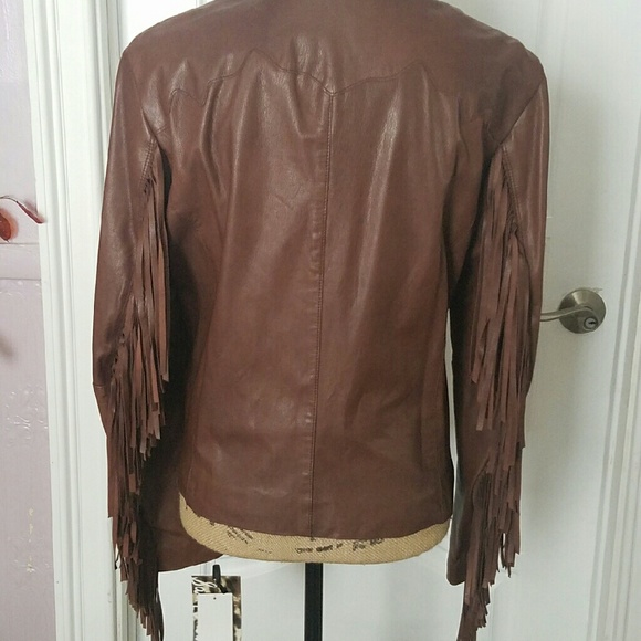 Leather fringed sleeved jacket - Picture 4 of 4