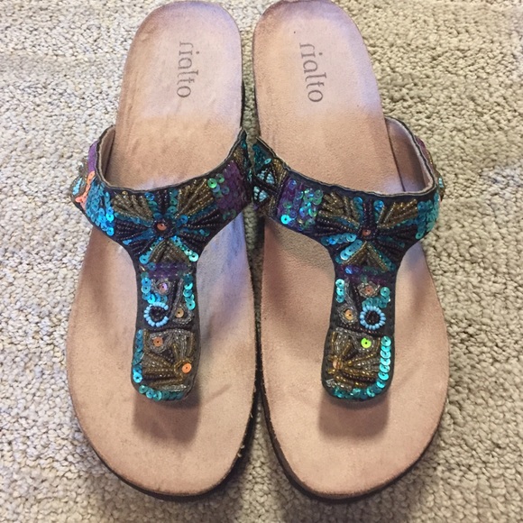 Rialto Sequin Small Wedge Thong Sandal