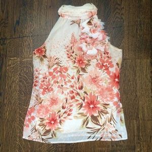 Maurices Flowery Sleeveless Blouse w/ Bow-tie Back