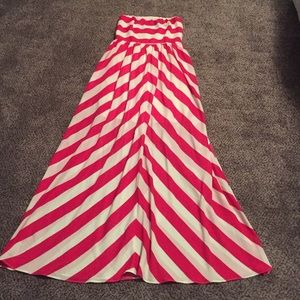 Fuchsia striped maxi dress