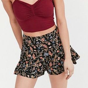 Urban Outfitters Black Floral Drapey Shorts