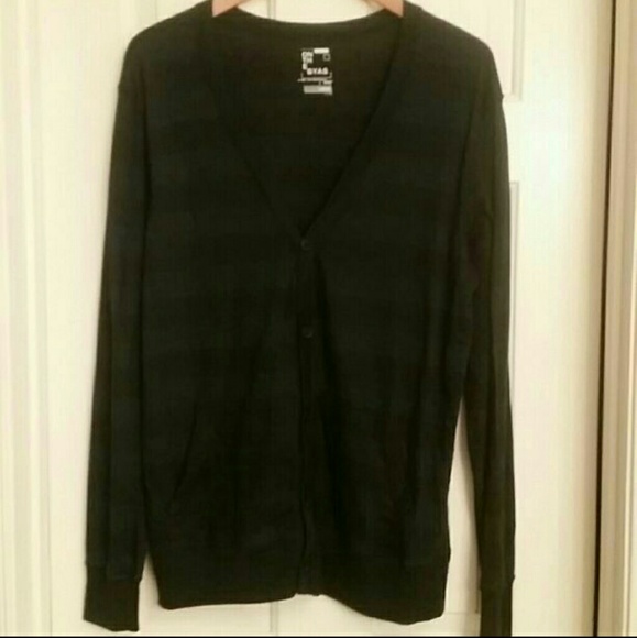 Men's Teal and Black Cardigan