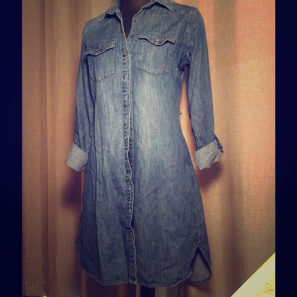Denim button down dress