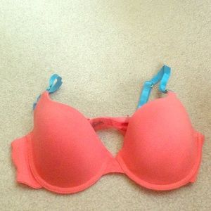 Orange Joe Boxer bra with blue straps. NEW.