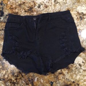 BM High Waisted Distressed Shorts
