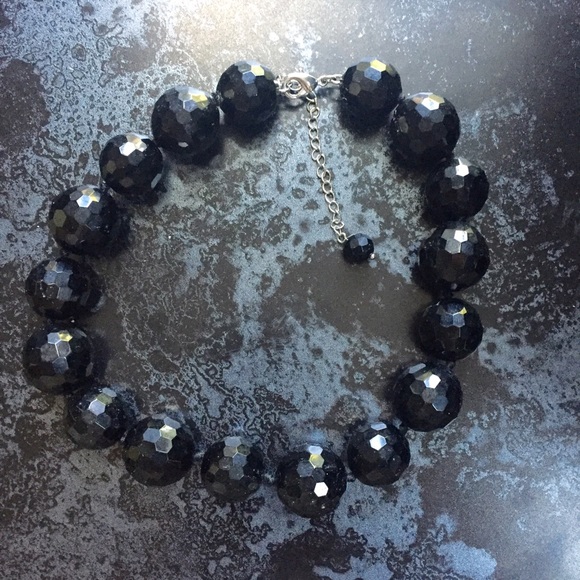 Black heavy stones necklace