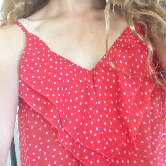 Forever 21 ESSENTIALS line red polka dot blouse