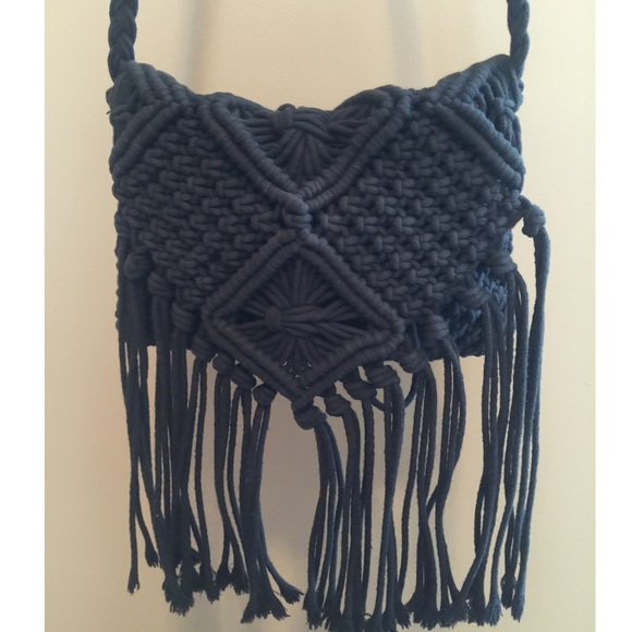 Black Crochet Fringe Purse