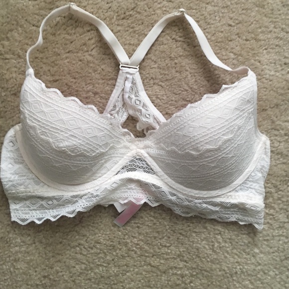 Victoria's Secret PINK white Aztec lace bralette